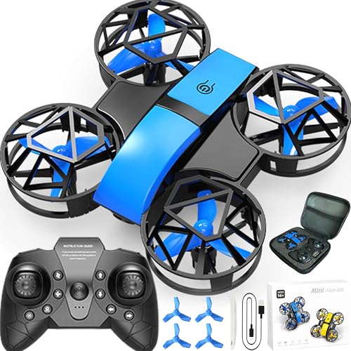 XUBX Kinder Mini-Drohne (für Anfänger und Erwachsene), Indoor Outdoor RC Spielzeug Quadcopter (für Jungen und Mädchen) Schwerkraftsteuerung, Ein-Knopf-Start, Bestes Geschenk für Kleinkinder,（Blau） von XUBX