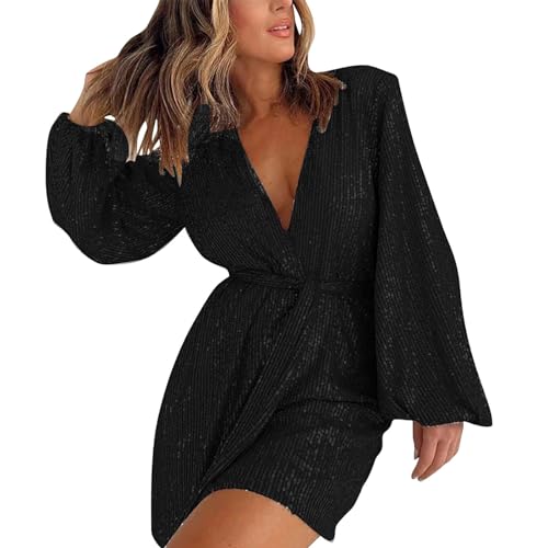 XUEJIANN M Und M Kostüm Damen mit langen Ärmeln und Pailletten im Chic-Stil für die Feiertage Rentier Overall Erwachsene (Black, XXXL) von XUEJIANN