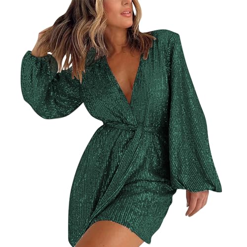 XUEJIANN M Und M Kostüm Damen mit langen Ärmeln und Pailletten im Chic-Stil für die Feiertage Rentier Overall Erwachsene (Green, XL) von XUEJIANN