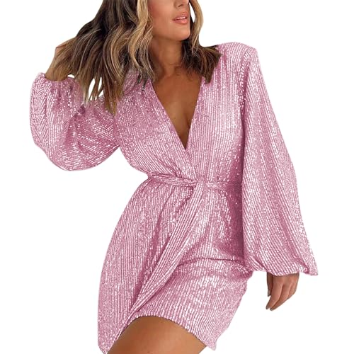 XUEJIANN M Und M Kostüm Damen mit langen Ärmeln und Pailletten im Chic-Stil für die Feiertage Rentier Overall Erwachsene (Pink, XL) von XUEJIANN