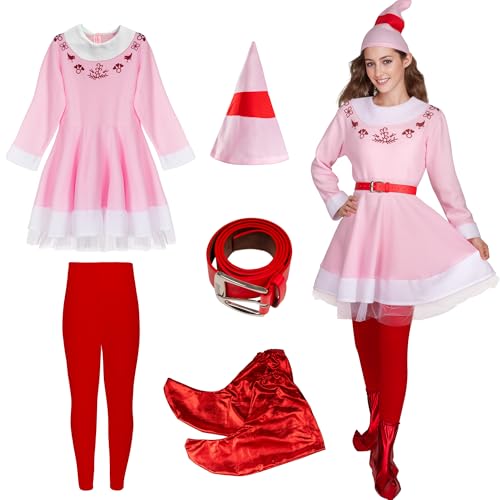 XUEKAIKAI Buddy Elfenkostüm-Set für Damen, Weihnachts-Cosplay-Kleid mit Hut, Hose und Schuhen von XUEKAIKAI