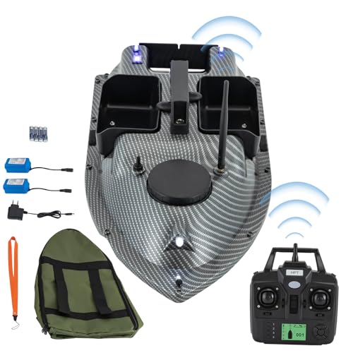 XUEMANSHOP RC-Boot Futterboot, 600m Fischköderboot mit GPS, 2 kg Beladung, 99 Positionierungspunkte, Dual Motoren, für Flüssen, Seen und Meeren von XUEMANSHOP