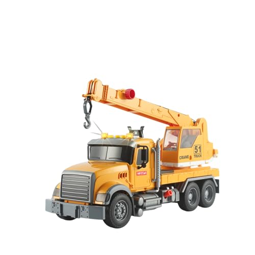 XUEXUE 1:18 Holztransport-LKW und 2-in-1 Anhänger Spielzeugset, geeignet für Jungen ab 3 Jahren, Lastwagen mit realistischen Lichtern und Soundeffekten. (Crane) von XUEXUE