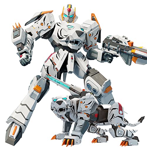XUEXUE 10" Tiger Robot Toy for Kids - Animal Deformation Assembly Robot for Boys & Girls Ages 6-12" (White) von XUEXUE