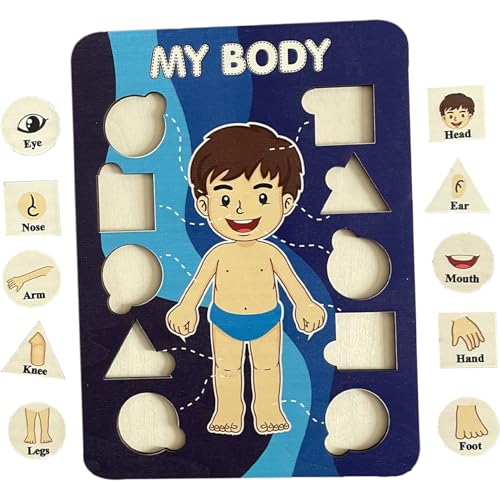 XUEYEGONGJI Menschlicher Körper Rätsel für Kinder, hölzerne Puzzle Anatomie Junge, hölzerne Montessori -Anatomie -Spielset, menschliches Körpermodell Puzzle, Holz menschliches Körper Puzzle von XUEYEGONGJI