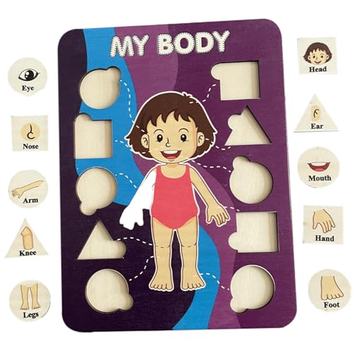 XUEYEGONGJI Menschlicher Körper Rätsel für Kinder, hölzerne Puzzle Anatomie Mädchen, hölzerne Montessori Anatomie Spielset, menschliches Körpermodell Puzzle, Holz menschliches Körper Puzzle von XUEYEGONGJI