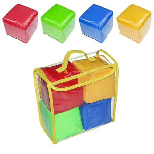 Pocket Dice, 4PCS Soft Play Dice, Bildung Spielen Würfel für Kinder, farbiges Würfelspiel, Spiele Würfel für das Unterrichten, farbenfrohe Pocket Quadrar Foam Stapeling Blocks Bildungsspielzeuge von XUEYEGONGJI