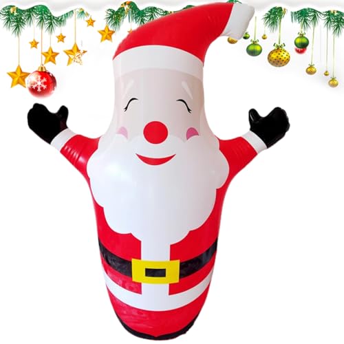 Weihnachten Schlauchboote 4.4x3,4 ft aufblasbare Santa PVC Cartoon Cartoon Wasserflut Tumbler Santa Dekor mit Bonus -Inflator für Urlaubsfeier Indoor Outdoor Rasendekor, aufblasbarer Weihnachtsmann von XUEYEGONGJI