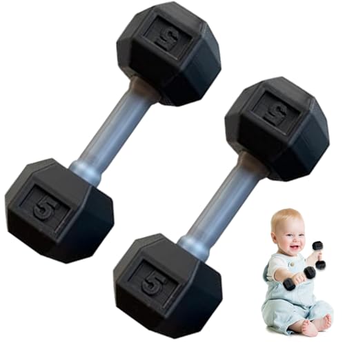 XUEYEGONGJI 2 PCs Hanteln für Baby Mini 1,8x4.7 in Silikon -Handhebe -Set für Fitness -Training lustige Sportspielzeug für Kleinkinder (schwarz) von XUEYEGONGJI