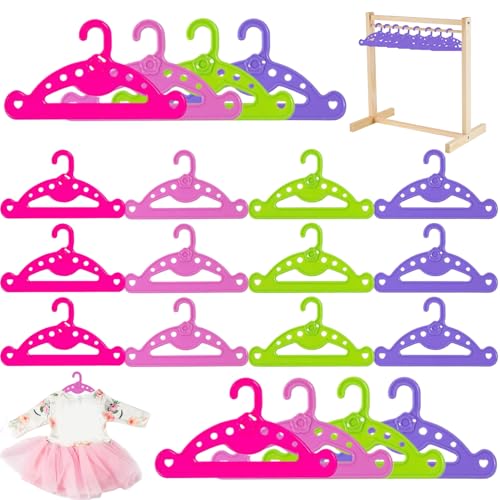 XUEYEGONGJI 20pcs Puppenkleiderbügel 5x3 Zoll Plastikpuppenbügel gemischte Farbe Leicht anhaltende Mini-Kleiderbügel für Puppenkleid Kleid-Outfit-Kleid Kleid von XUEYEGONGJI