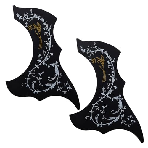 XUEYEGONGJI 2pcs Akustische Gitarren -Pickguard, professioneller Selbstkleber -Gitarren -Pick -Wächter, Blumen- und Vogelmusteraufkleber für Folk Acoustic Musical Instruments, Pick Guard von XUEYEGONGJI