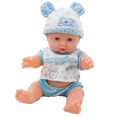 XUEYEGONGJI Babypuppe, 12 Zoll Vinyl Realistische Babypuppe, Möglichkeit, weiche Babypuppe mit Kleidung und Hut, Neugeborene Babypuppe, weiche Babypuppenblau von XUEYEGONGJI