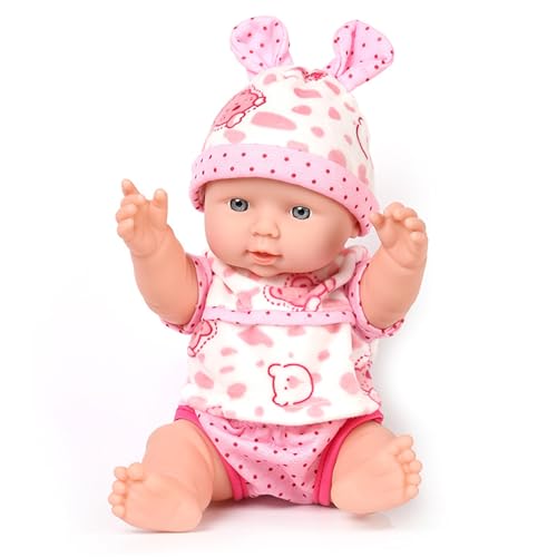 XUEYEGONGJI Babypuppe, 12 Zoll Vinyl Realistische Babypuppe, Möglichkeit, weiche Babypuppe mit Kleidung und Hut, Neugeborene Babypuppe, weiche Babypuppenstil 1 von XUEYEGONGJI