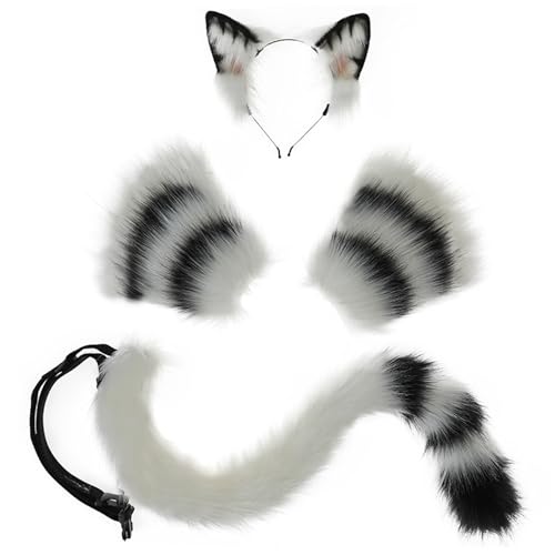 XUEYEGONGJI Cat Ohrs 3pcs Katzenkostüm -Katzenohren und Schwanz mit Katzenklauenhandschuhen für Erwachsene und Kinder, perfekt für Halloween, Anime -Cosplay und Partykostüme von XUEYEGONGJI