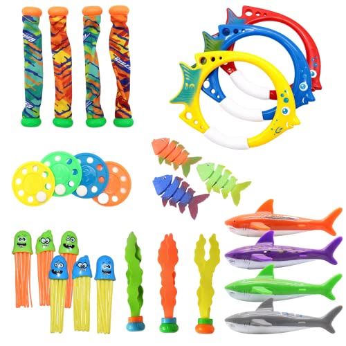 XUEYEGONGJI Diving Pool Toy Swimming Pool Toys Set Kid Pool Diving Spielzeug Sommer Schwimmspielzeug Unterwasser Tauchspielpool Training Spielzeug für Kid 27pcs von XUEYEGONGJI