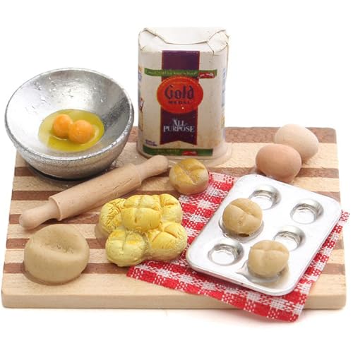 XUEYEGONGJI Dollhouse Food Mini Food 1 Set 1/12 Dollhouse Food Milch Brot Eier an Bord Realistischer Miniaturen Küchen Lebensmittel Set für Puppenhauszubehör von XUEYEGONGJI