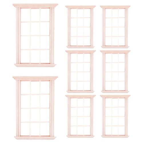 XUEYEGONGJI Dolls House Möbel Dollhouse Fenster 1:12 Skala 8pcs Holz Miniaturfenster Rahmen DIY Craft Mini Fenstermodell mit 12 Gitter Dolls House Möbel für Puppenhauszubehör von XUEYEGONGJI