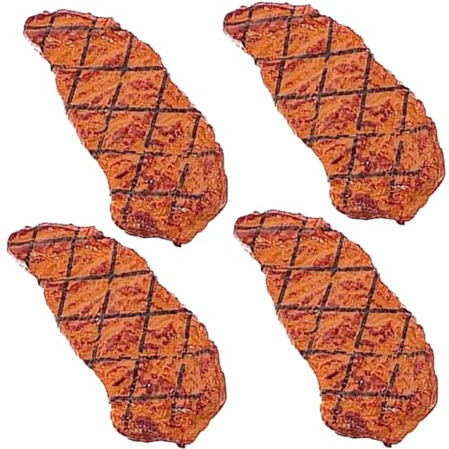 XUEYEGONGJI Faux Food Fake Fleisch 4PCS Lifelike simuliertes Netz gefälschter Steak gekochtes Roastbeef Faux Food Mini Kinder Spielen Essen für Küchenspielzeug, Fotografie -Requisiten, Display von XUEYEGONGJI