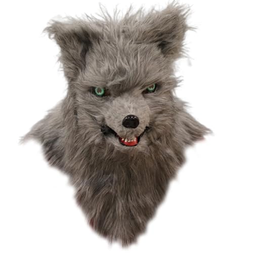 XUEYEGONGJI Fox Maske gruselige realistische Fuchs Fuchs Purry Head Full Head Halloween Maske mit beweglicher Kiefer atmungsaktiv von XUEYEGONGJI