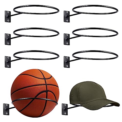 XUEYEGONGJI Fußballhalter 6PCS Wall Mount Ball Rack Metal Ball Halter Sportball für Basketball -Fußball -Volleyball Schwarz schwarz von XUEYEGONGJI