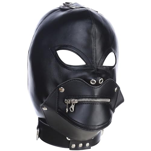 XUEYEGONGJI GIMP -Maske Wicked Demon PU Ledermaske mit Plüschfutter verstellbarer Rückenkrawatte, abnehmbar von XUEYEGONGJI