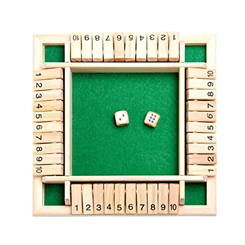 XUEYEGONGJI Game Dice Box 4 Wege Shut Box Dice Game Holzbrettspiel Spielzeug Spielzeug Smart Game zum Lernen Green Green von XUEYEGONGJI