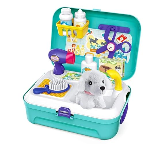 XUEYEGONGJI Haustier -Rollenspiel -Set -Set -Pflegespielzeug Fütterung Hunde -Rucksack -Tierarzt -Vet -Kit -Bildungsspielzeug für Kinder Kinder (16 PCs) von XUEYEGONGJI