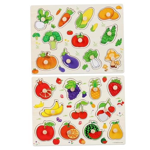 XUEYEGONGJI Hölzerne Lernrätsel für Kinder, 2pcs Holzpegrätsel, hölzerne Rätsel Bildungsspielzeug, Holzrätsel Matching Game von XUEYEGONGJI