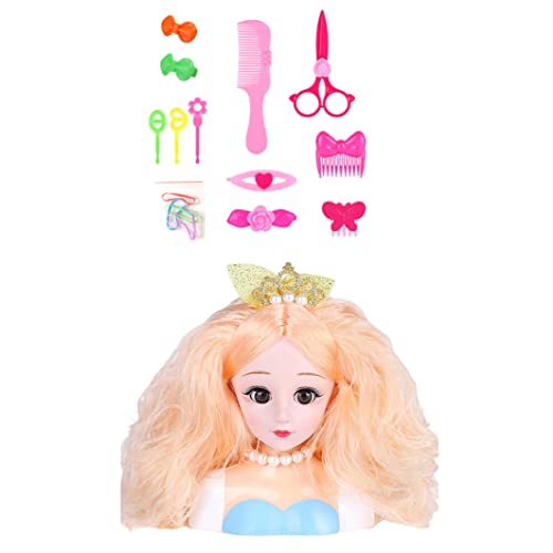 XUEYEGONGJI Puppenkopf für Haarstyling Kinder Haarstyling Head Doll Girls Friseur Styling Make -up Puppenkopfzubehör 12pcs von XUEYEGONGJI