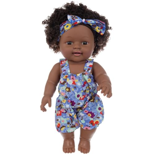 XUEYEGONGJI Schwarze Babypuppen, 12 Zoll bewegliche gemeinsame afroamerikanische Babypuppe, realistische Puppe für Kleinkinder, Schwarze Babypuppe für Mädchen lila von XUEYEGONGJI