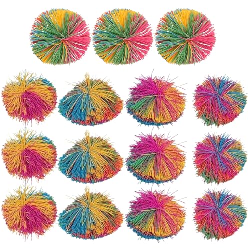 XUEYEGONGJI Stringkugeln, 15 -pcs -sensorische Bälle, lustige Spielzeugkugeln, sensorisches Spielzeug -Zappelspielzeug, farbenfrohe Stressbälle, Flauschiger Jugging Ball von XUEYEGONGJI