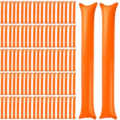 XUEYEGONGJI Thunder Sticks 100 PCs Boom Stick aufblasbare Spirit Sticks Cheerleading Plastic Boom Stick Geräuschhersteller für Sportveranstaltungen Tanz Basketball Fußball Orange von XUEYEGONGJI