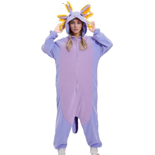 XUEYEGONGJI Tier-Onesie, Halloween-Pyjama für Erwachsene, Weihnachtspyjama, Tier-Bademantel für Erwachsene, Flauschiger Bademantel mit Kapuze M von XUEYEGONGJI