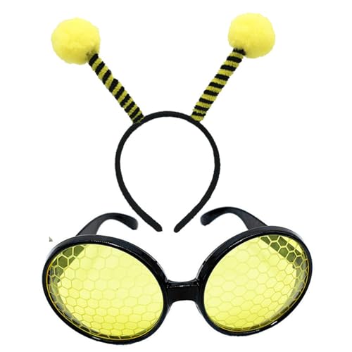 XUEYEGONGJI Tierkostüme für Kinder, Antennenstirnband und Brille Bienenkostüm Set, lustiges Tierkostüm für Karneval, Tierkostüm von XUEYEGONGJI