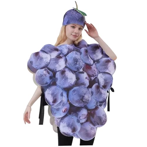 XUEYEGONGJI Traubenkostüm, lustige realistische Obstoben Frauen Polyester Einer Größe Trauben Bündel Kostüm mit Hut für lustige Food -Party, Streitmännerinnen, Streitmännerinnen XUEYEGONGJI Traubenkostüm, lustige realistische Obstoben Frauen Polyester Einer Größe Trauben Bündel Kostüm mit Hut für lustige Food -Party, Streitmännerinnen, Streitmännerinnen von XUEYEGONGJI
