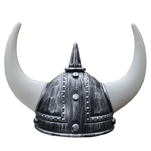 XUEYEGONGJI Viking Kostüm Viking Hut Klassische mittelalterliche Helm lebensechter Wikingerhelm mit Hörnern Erwachsenen Partyhüten für Halloween, Kostümparty, Argent von XUEYEGONGJI