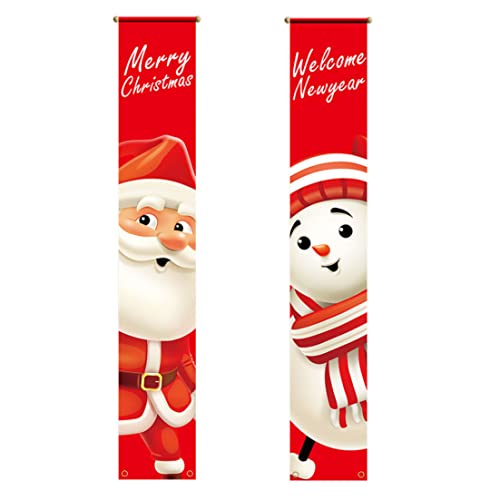 XUEYEGONGJI Weihnachts Tür Banner Santa Claus Snowman Weihnachtsveranda Hängende Bannerdekorationen 1Pair von XUEYEGONGJI