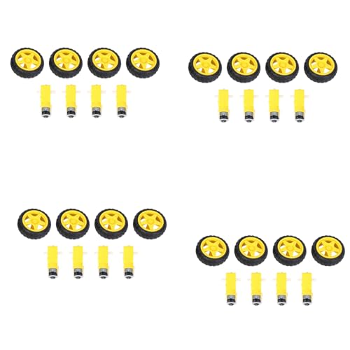 XUJIAN 16 Stueck Fuer Intelligentes Auto-Roboter-Plastik-Gummireifen-Rad mit DC 3-6V Getriebemotor von XUJIAN