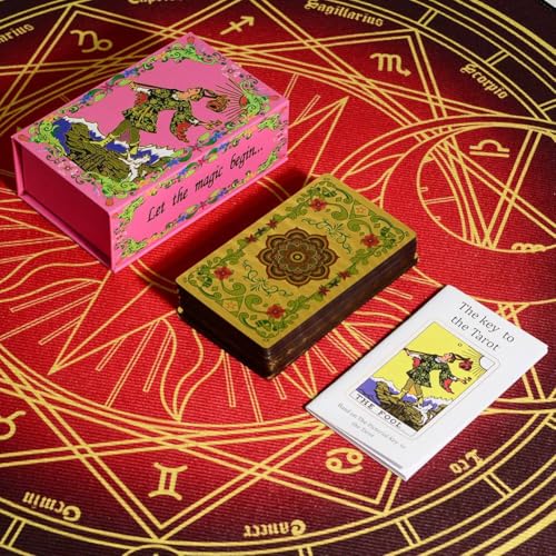 XUJIEE Goldfolien-Tarot, exquisites Brettspiel, Wahrsagungskarten, Wahrsagerei, Schicksals-Tarot-Deck zum Sammeln Gold Foil Tarot von XUJIEE