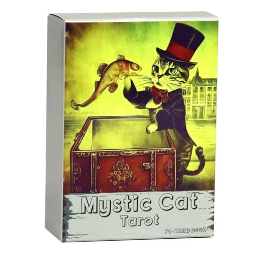 XUJIEE Mystic Cat Tarot 78-Karten-Brettspiel, englische Visions-Divination-Edition für Partys und Familienabende Mystic Cat Tarot von XUJIEE