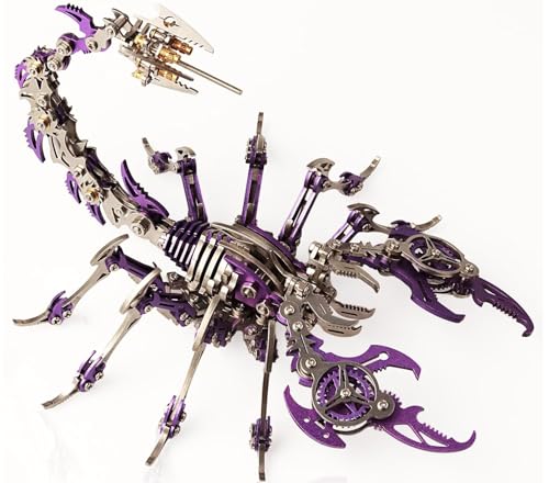 3D Metallpuzzle für Erwachsene – Skorpion DIY Metallmodellbausätze als Geschenk, farbenfrohes mechanisches 3D Metallpuzzle für die Inneneinrichtung(Purple) von XUKPO