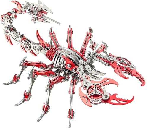 3D Metallpuzzle für Erwachsene – Skorpion DIY Metallmodellbausätze als Geschenk, farbenfrohes mechanisches 3D Metallpuzzle für die Inneneinrichtung(Red) von XUKPO