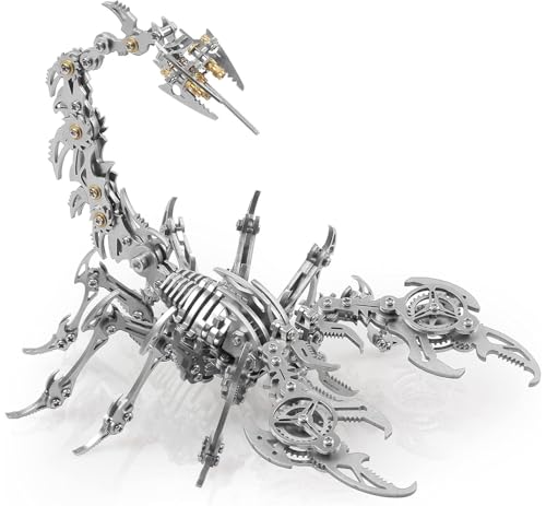 3D Metallpuzzle für Erwachsene – Skorpion DIY Metallmodellbausätze als Geschenk, farbenfrohes mechanisches 3D Metallpuzzle für die Inneneinrichtung(Silver) von XUKPO