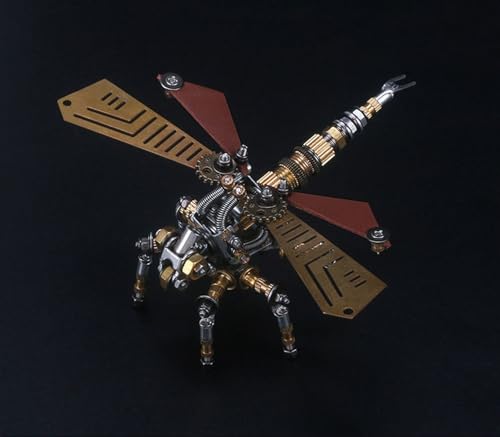 Edelstahl Mechanische Insekten Tier Modell, Insekten-Hobby-Bausatz, 3D-Metallpuzzle-Bausätze, Steampunk Puzzle DIY Montage-Kit, für Erwachsene und Jugendliche Ornament Geschenke(Dragonfly10cmx6cmx4cm) von XUKPO