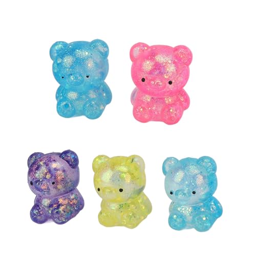 Squishy Bear Stress Balls Fidget Toys, 5 Stück Gemischte Farben Bear Stress Ball für Erwachsene und Kinder, Weiche Flexible TPR Stressabbau Langsam Steigende Dehnbare Teigbälle von XUMIUZIY