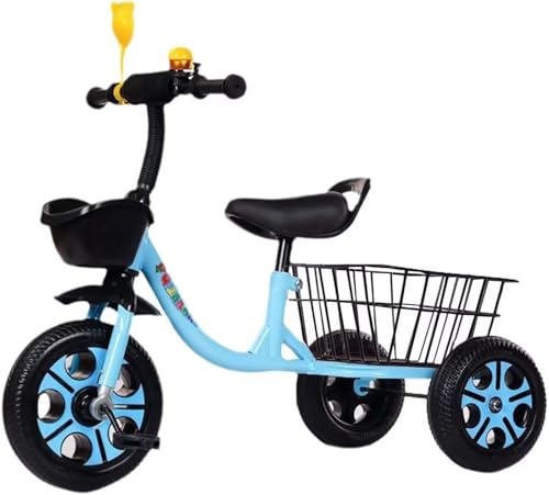Dreirad für Kinder, Kinder-Balance-Bike, Kleinkind-Dreirad mit Korb, Metallrahmen, aufblasbare Räder, für Jungen und Mädchen im Alter von 2-7 Jahren, wächst mit Ihrem Kind(Blue) von XUNCHAO