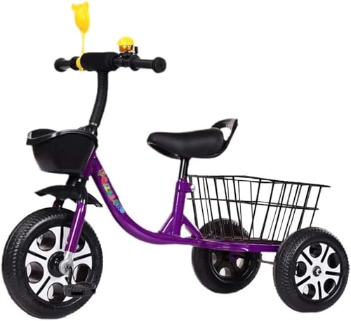 Dreirad für Kinder, Kinder-Balance-Bike, Kleinkind-Dreirad mit Korb, Metallrahmen, aufblasbare Räder, für Jungen und Mädchen im Alter von 2-7 Jahren, wächst mit Ihrem Kind(Purple) von XUNCHAO