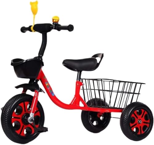 Dreirad für Kinder, Kinder-Balance-Bike, Kleinkind-Dreirad mit Korb, Metallrahmen, aufblasbare Räder, für Jungen und Mädchen im Alter von 2-7 Jahren, wächst mit Ihrem Kind(Red) von XUNCHAO