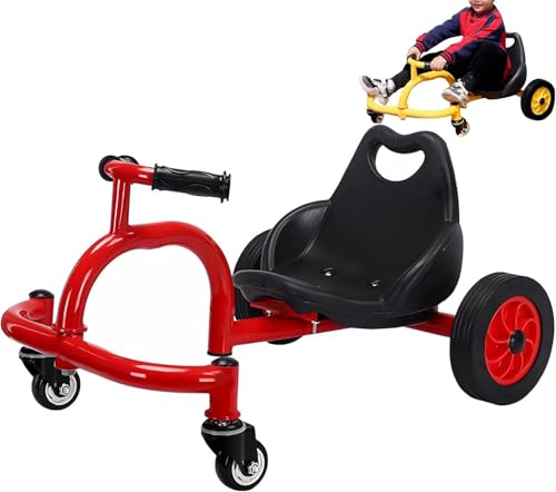 Drift Trike für Kinder, Kinder 4 Rad Drift Tricycle, 360 Grad drehbare Lenkrad Trike, Kohlenstoffstahlrahmen mit Gummirädern Geburtstagsgeschenke für Mädchen, Jungen(Red) von XUNCHAO