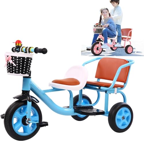 Kleinkind-Dreirad, Daycare Kleinkind Dreirad mit Passagier Sitz, Built-in Multifunktions-Dreirad Perfektes Spielzeug für Mädchen Geschenke Dreiräder, Inflate-Free Räder, Outdoor Playgroun(Blue) von XUNCHAO